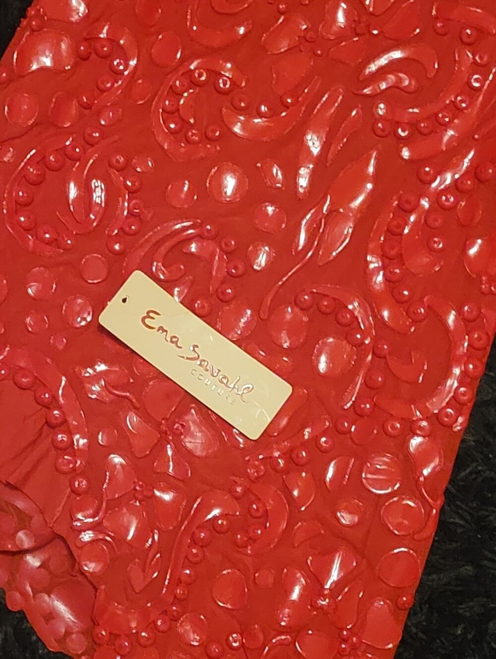Red Halter Painted Party Dress - Picture 3 of 4